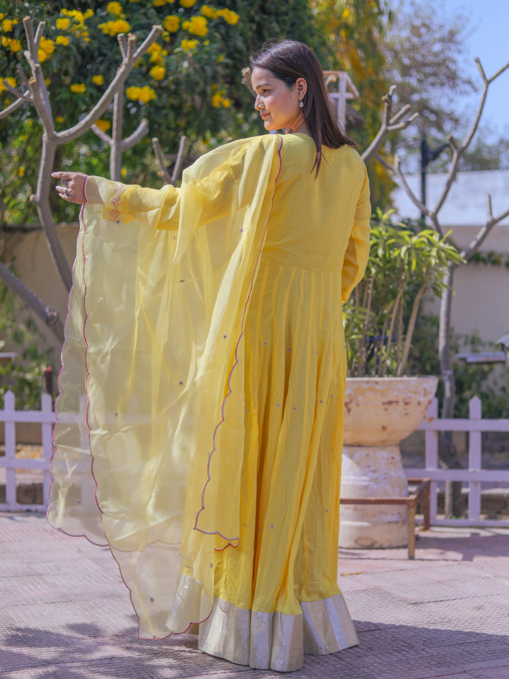 Yellow-Embroidery-Musline-Silk-Anarkali-With-Dupatta