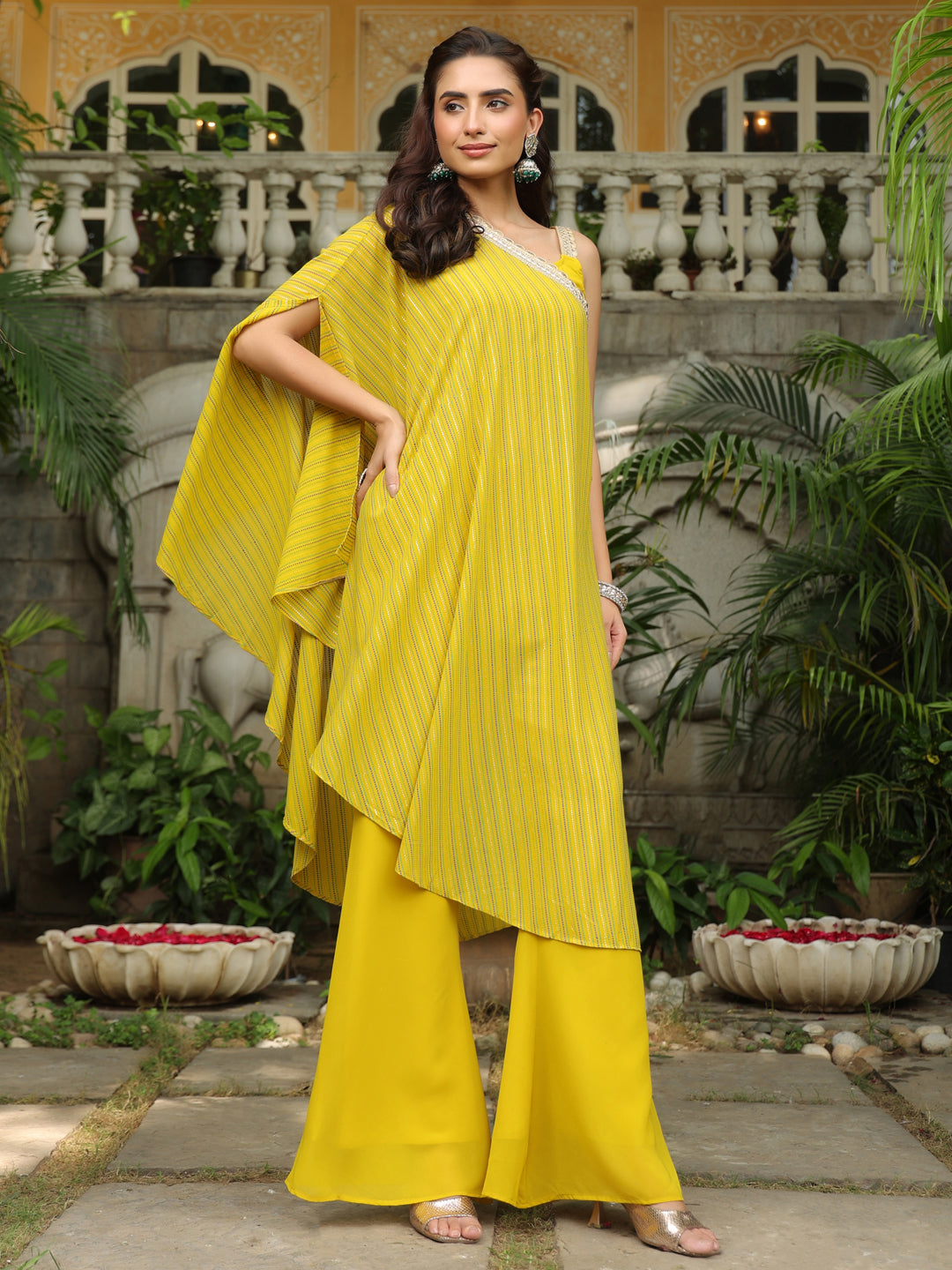 Yellow-Georgette-Solid-2-Piece-Kurta-Set