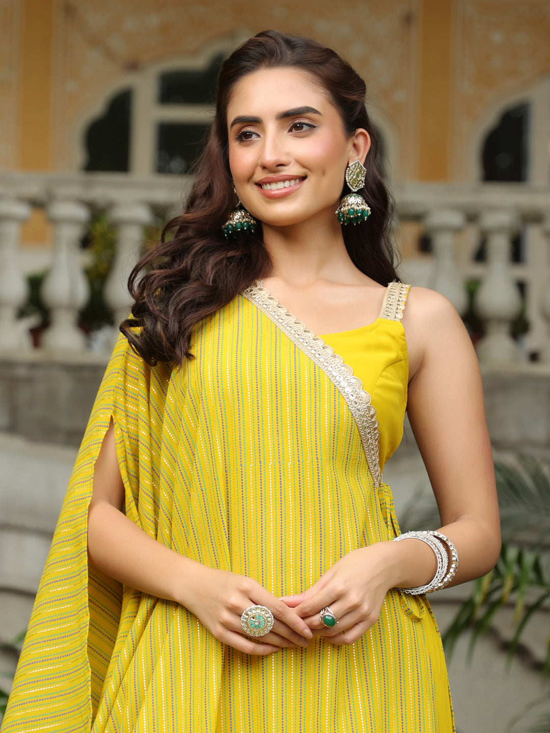 Yellow-Georgette-Solid-2-Piece-Kurta-Set