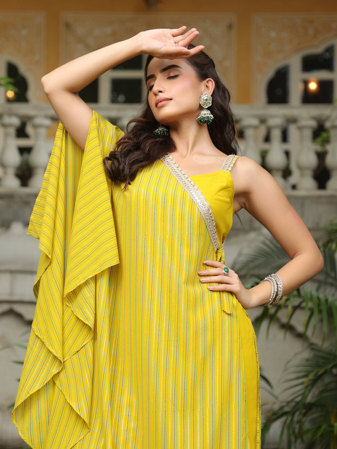 Yellow-Georgette-Solid-2-Piece-Kurta-Set