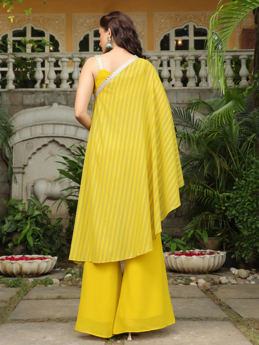 Yellow-Georgette-Solid-2-Piece-Kurta-Set