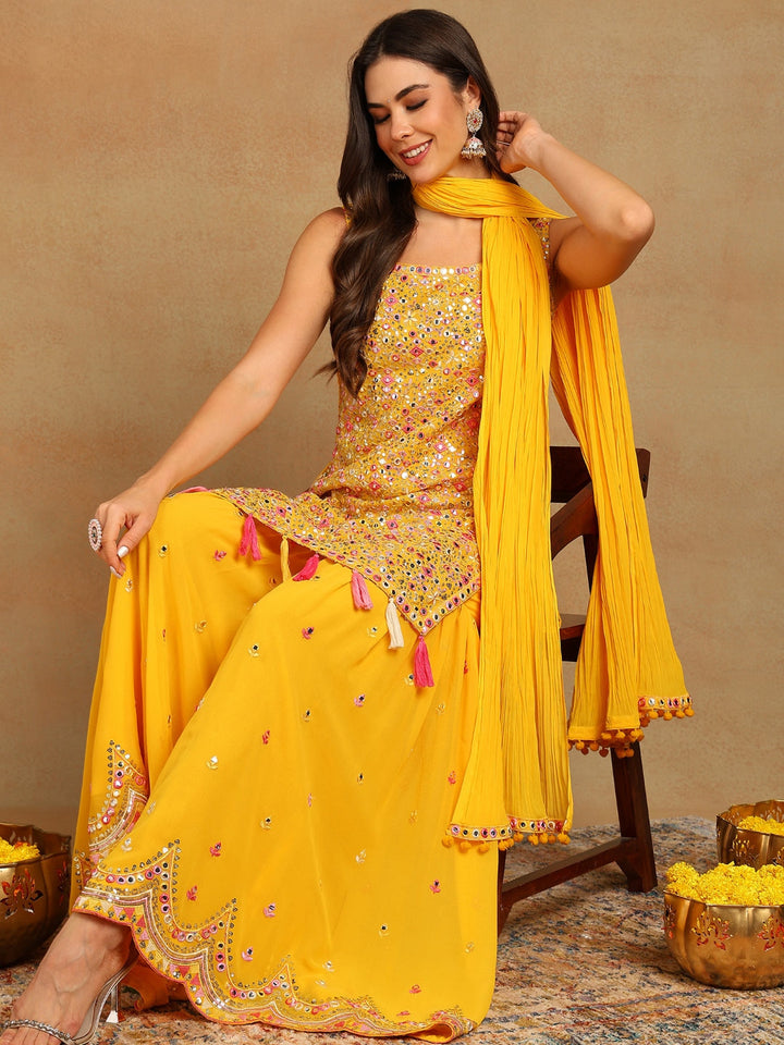 ZERESOUQ-Yellow-Georgette-Solid-Embroidered-Festive-Sharara-Set
