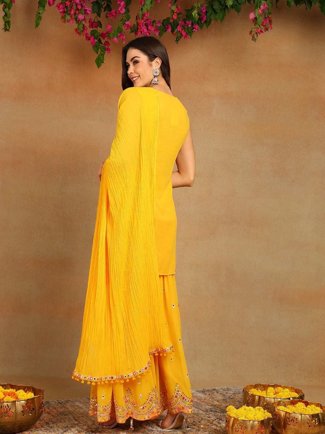 ZERESOUQ-Yellow-Georgette-Solid-Embroidered-Festive-Sharara-Set