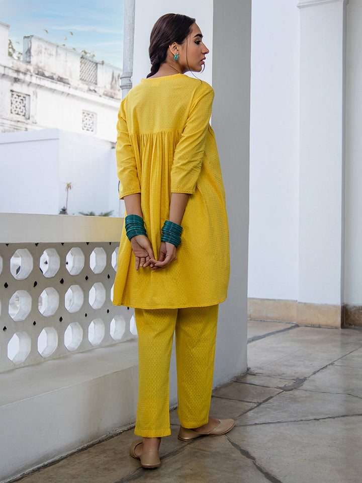 Yellow-Jacquard-Gathered-Co-Ord-set