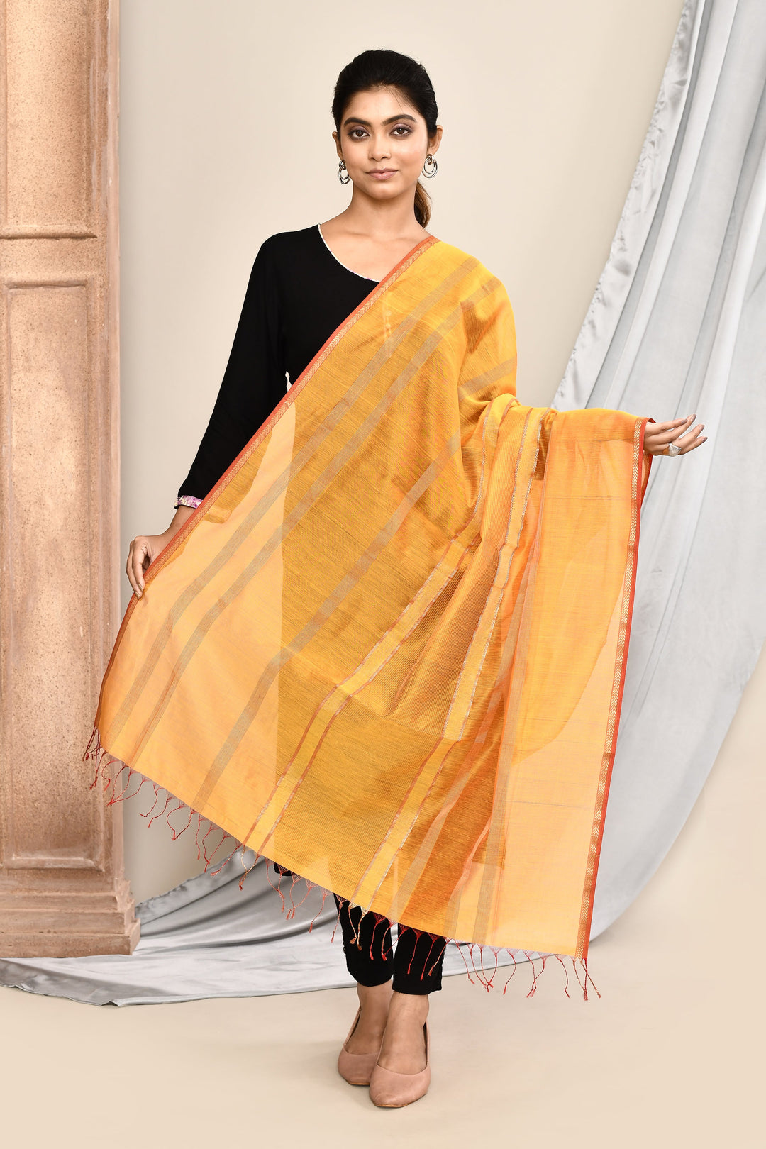 Yellow-Maheshwari-Dupatta