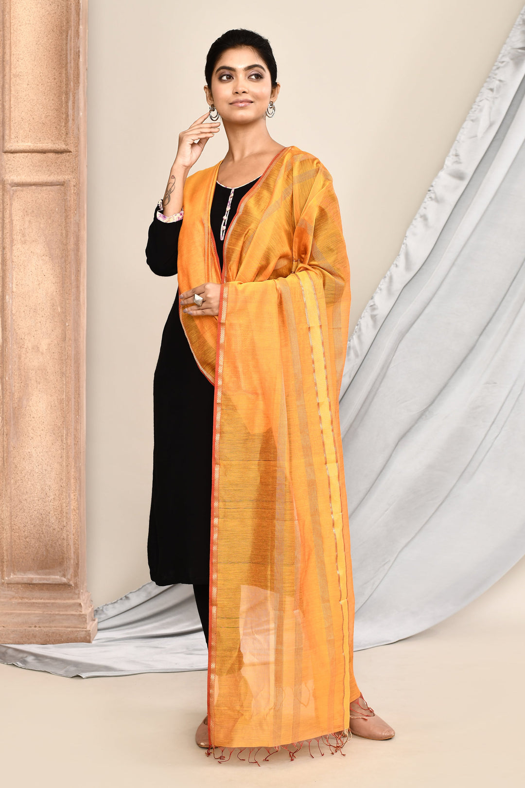 Yellow-Maheshwari-Dupatta