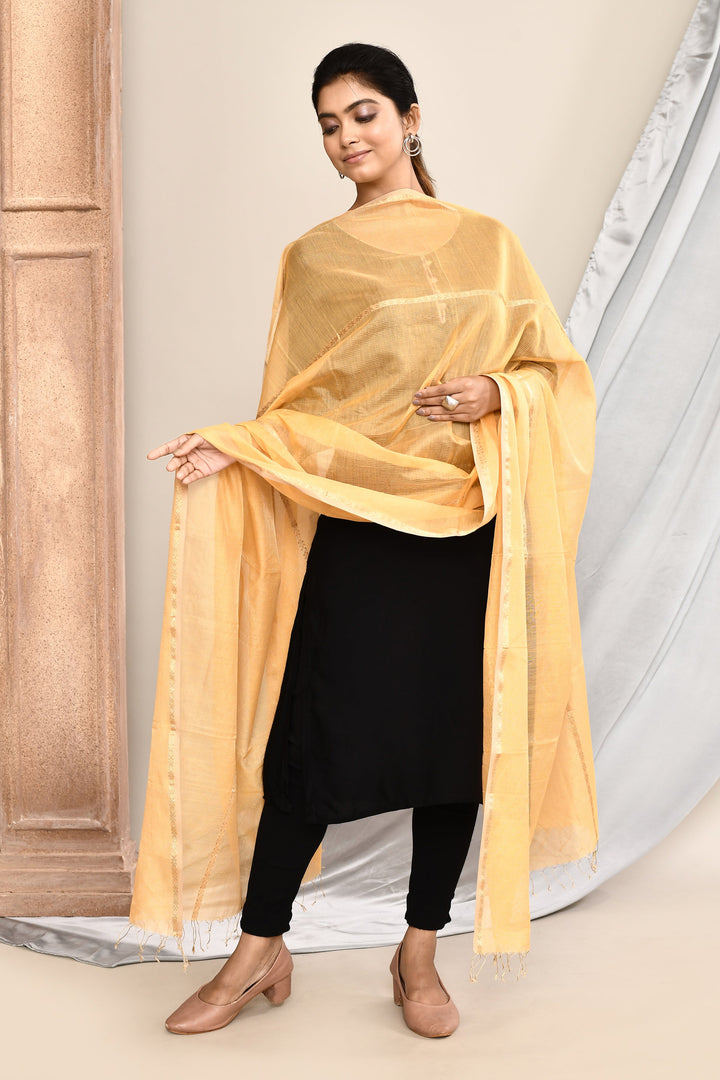 Yellow-Maheshwari-Solid-Dupatta