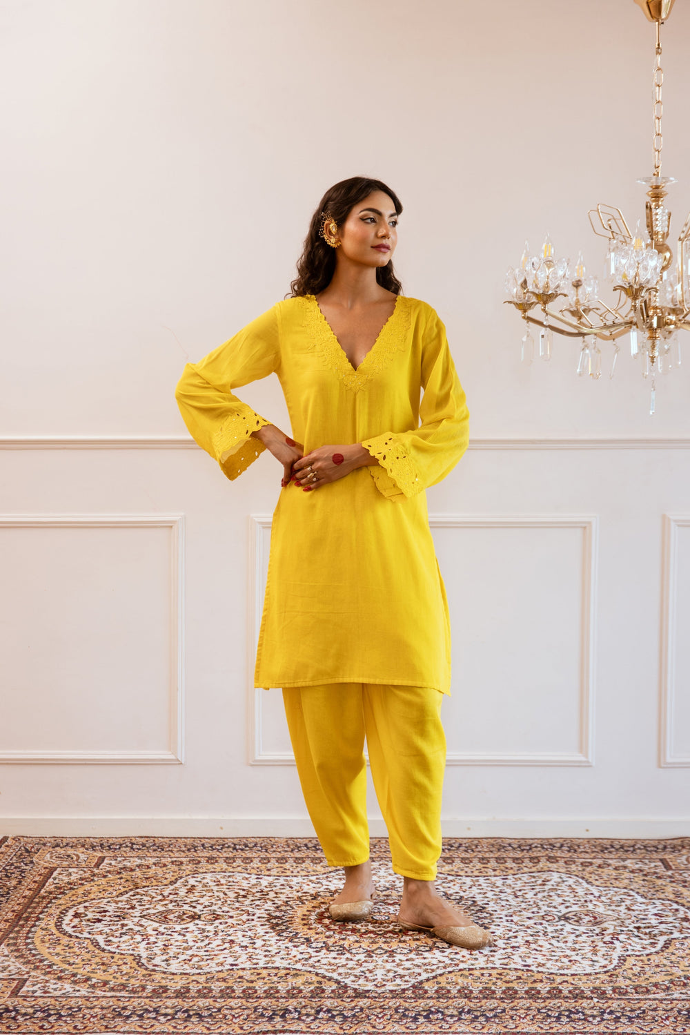 Yellow-Mulmul-Embroidered-3-Piece-Kurta-Set