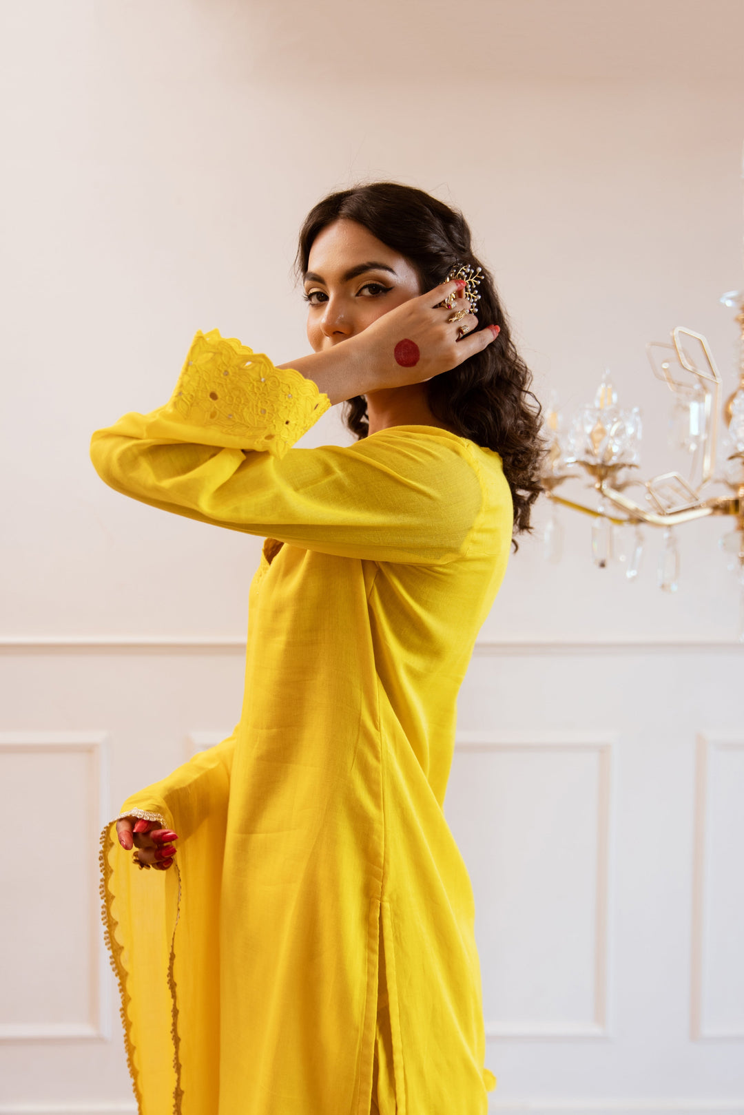 Yellow-Mulmul-Embroidered-3-Piece-Kurta-Set