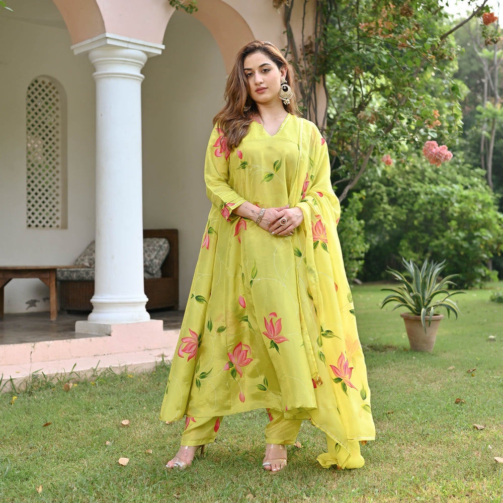 Yellow-Muslin-Floral-Printed-Anarkali-Set