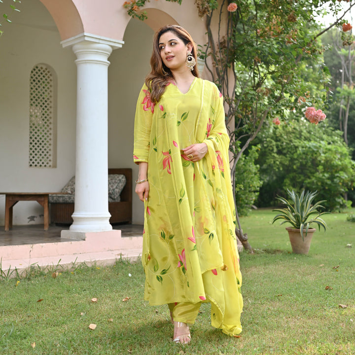 Yellow-Muslin-Floral-Printed-Anarkali-Set