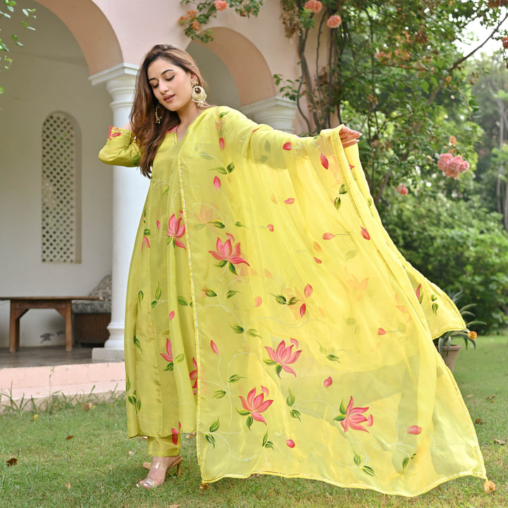 Yellow-Muslin-Floral-Printed-Anarkali-Set