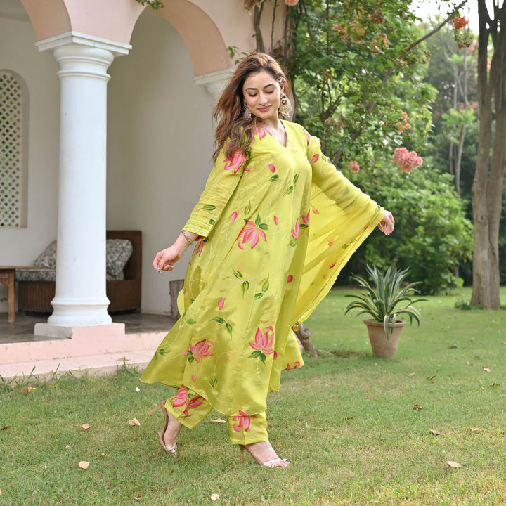 Yellow-Muslin-Floral-Printed-Anarkali-Set