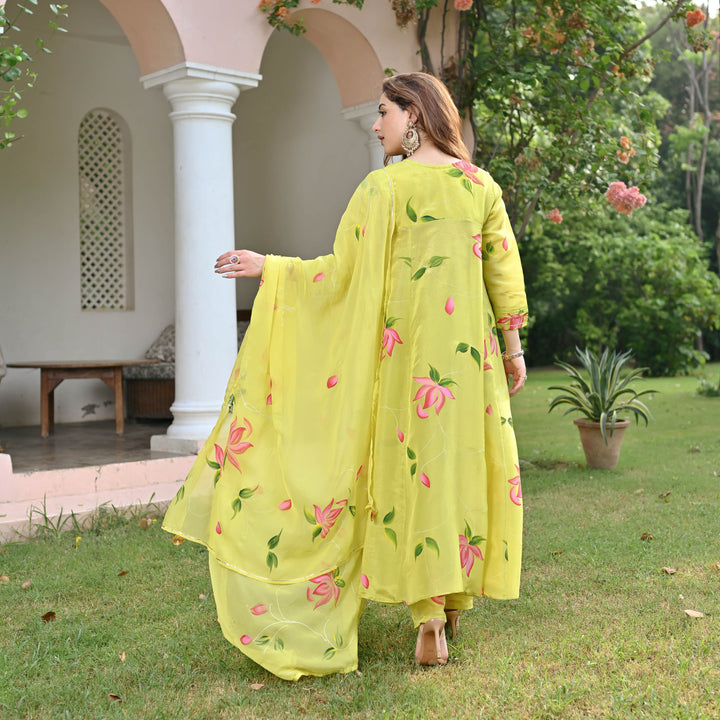 Yellow-Muslin-Floral-Printed-Anarkali-Set