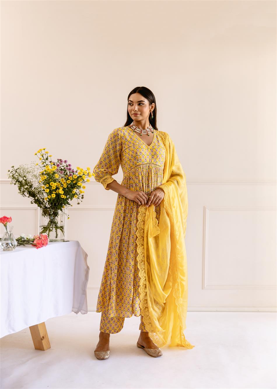 Yellow-Muslin-Silk-Waist-Detailed-Anarkali-Set