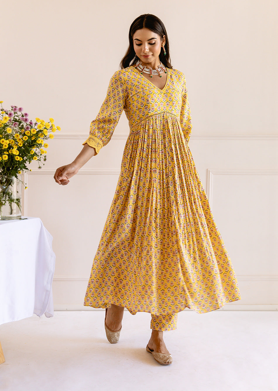 Yellow-Muslin-Silk-Waist-Detailed-Anarkali-Set