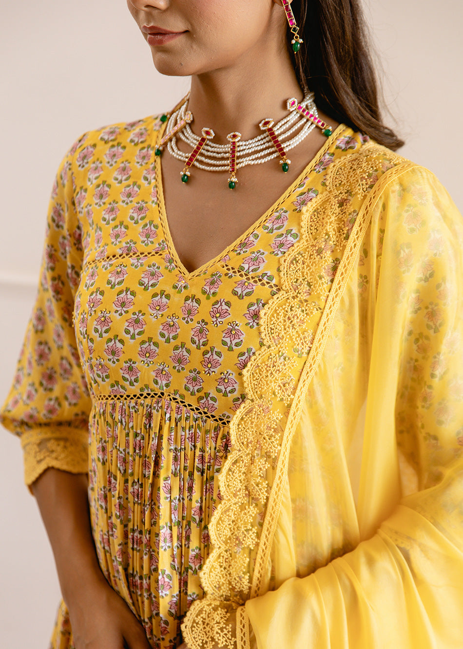 Yellow-Muslin-Silk-Waist-Detailed-Anarkali-Set