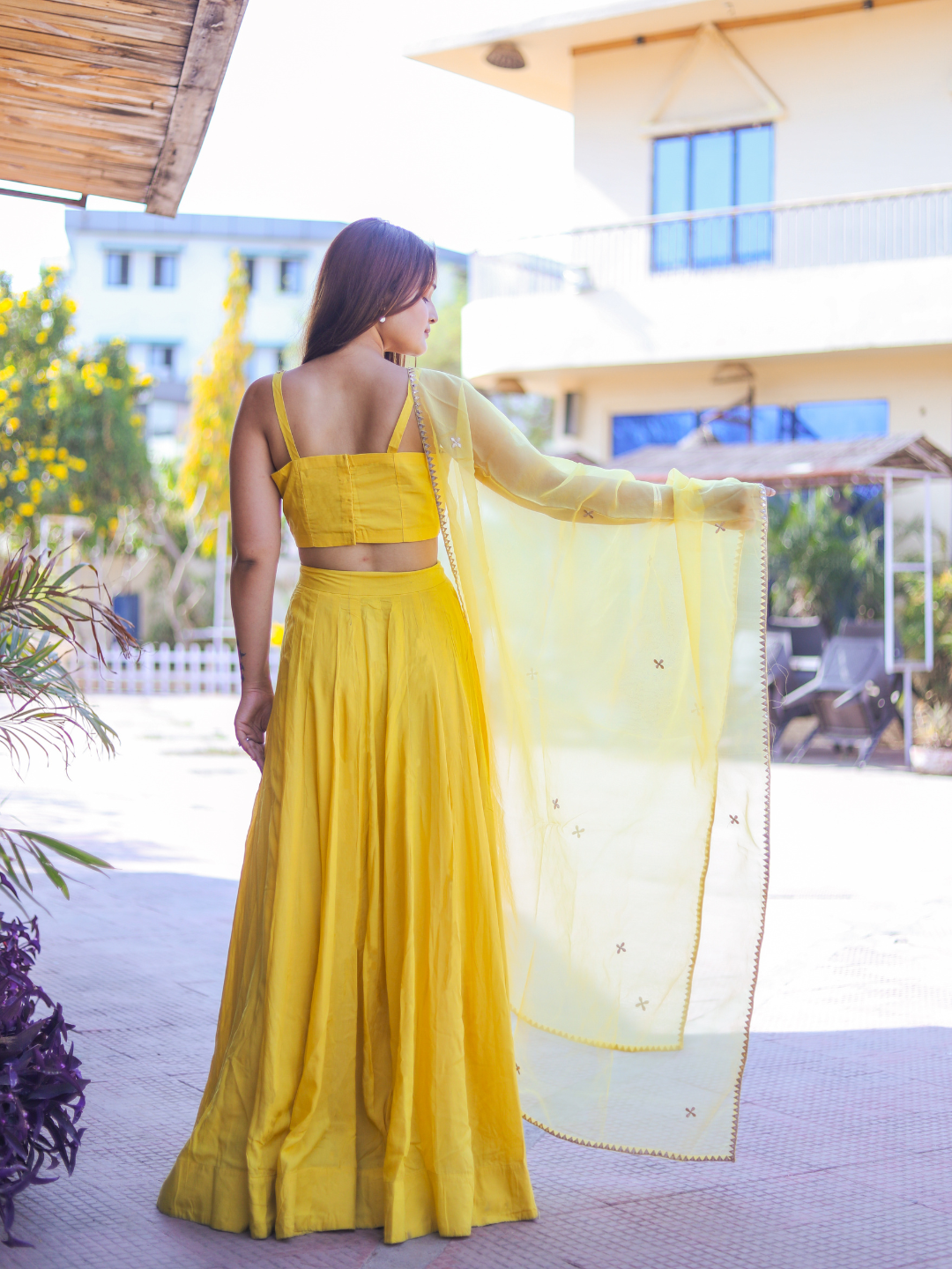 Yellow-Musline-Silk-Embroidery-Lehenga-Set