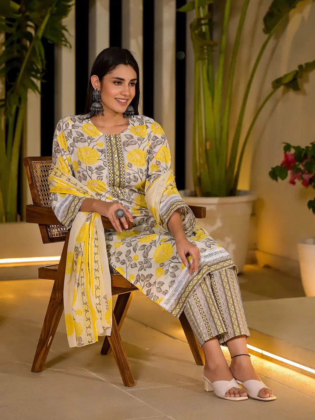 Yellow-Pure-Cotton-Floral-Print-3-Piece-Kurta-Set