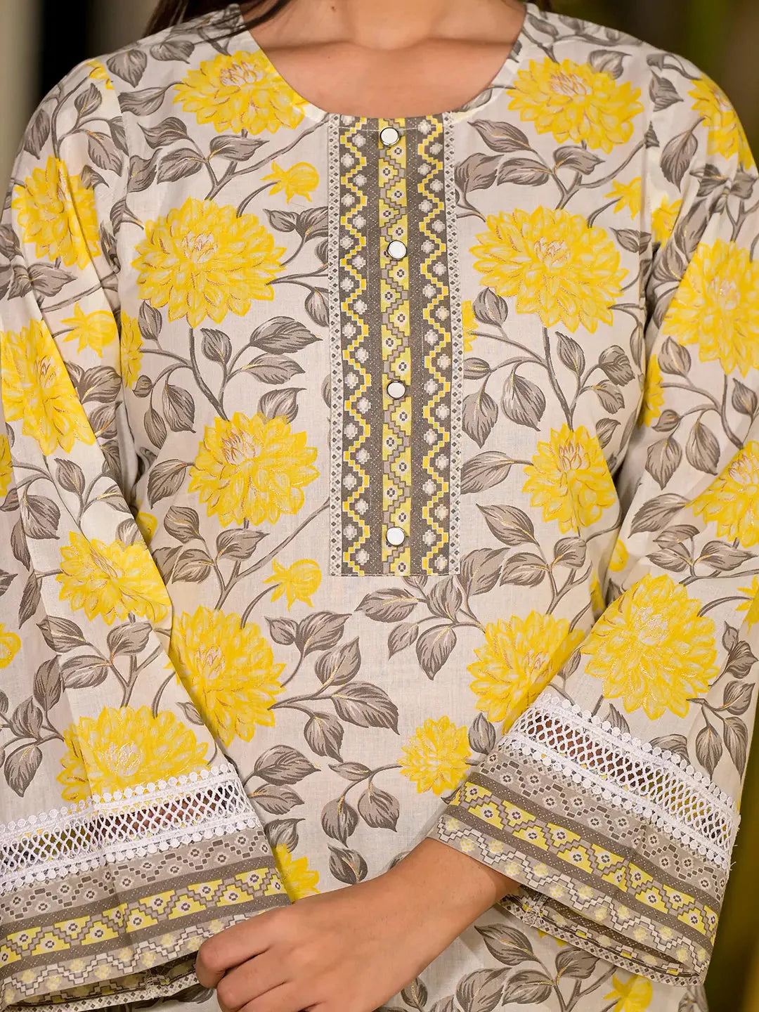 Yellow-Pure-Cotton-Floral-Print-3-Piece-Kurta-Set