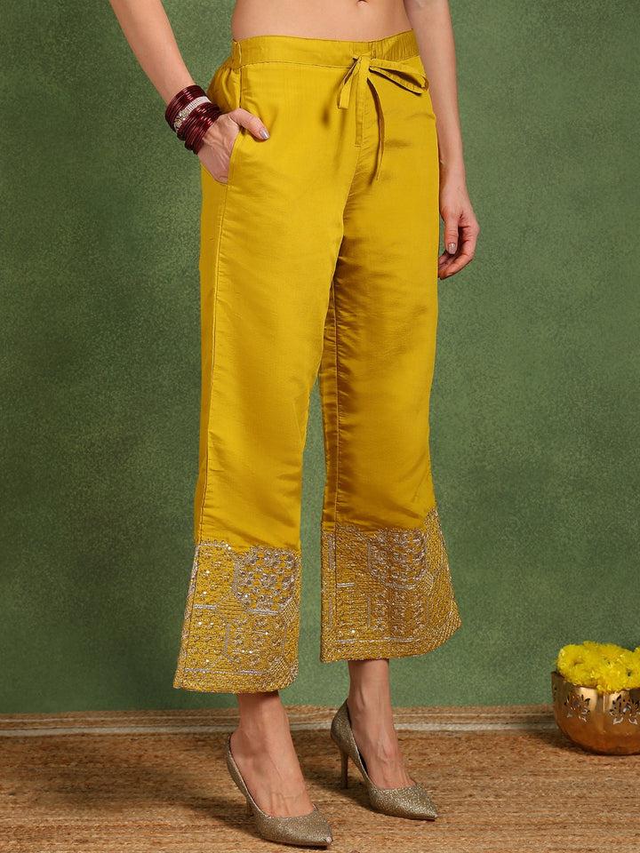 Yellow-Silk-Blend-Solid-Solid-Straight-3-Piece-Kurta-Set