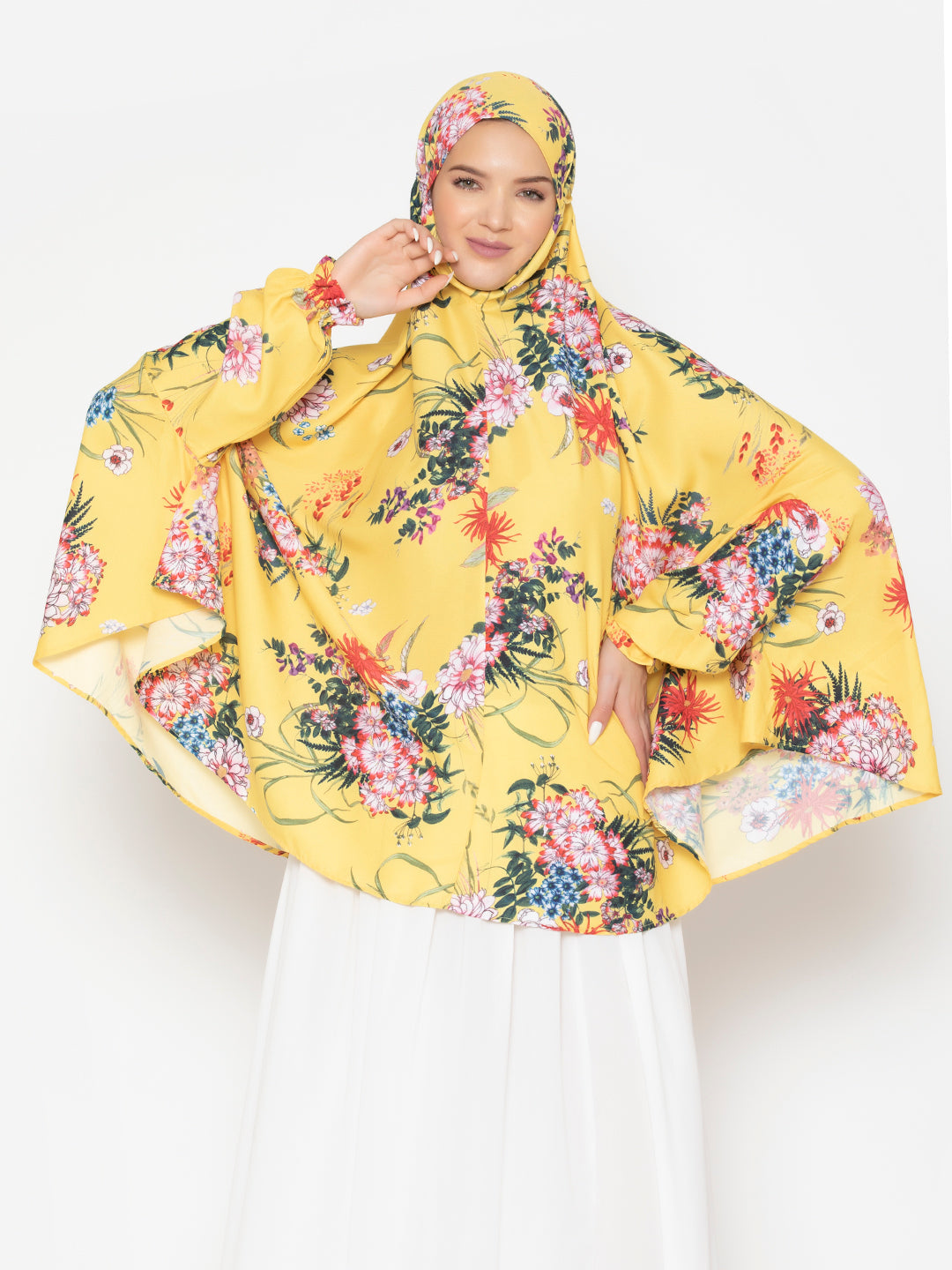 Yellow-Viscose-Sanguine-Mix-Floral-Namaz-Dupatta