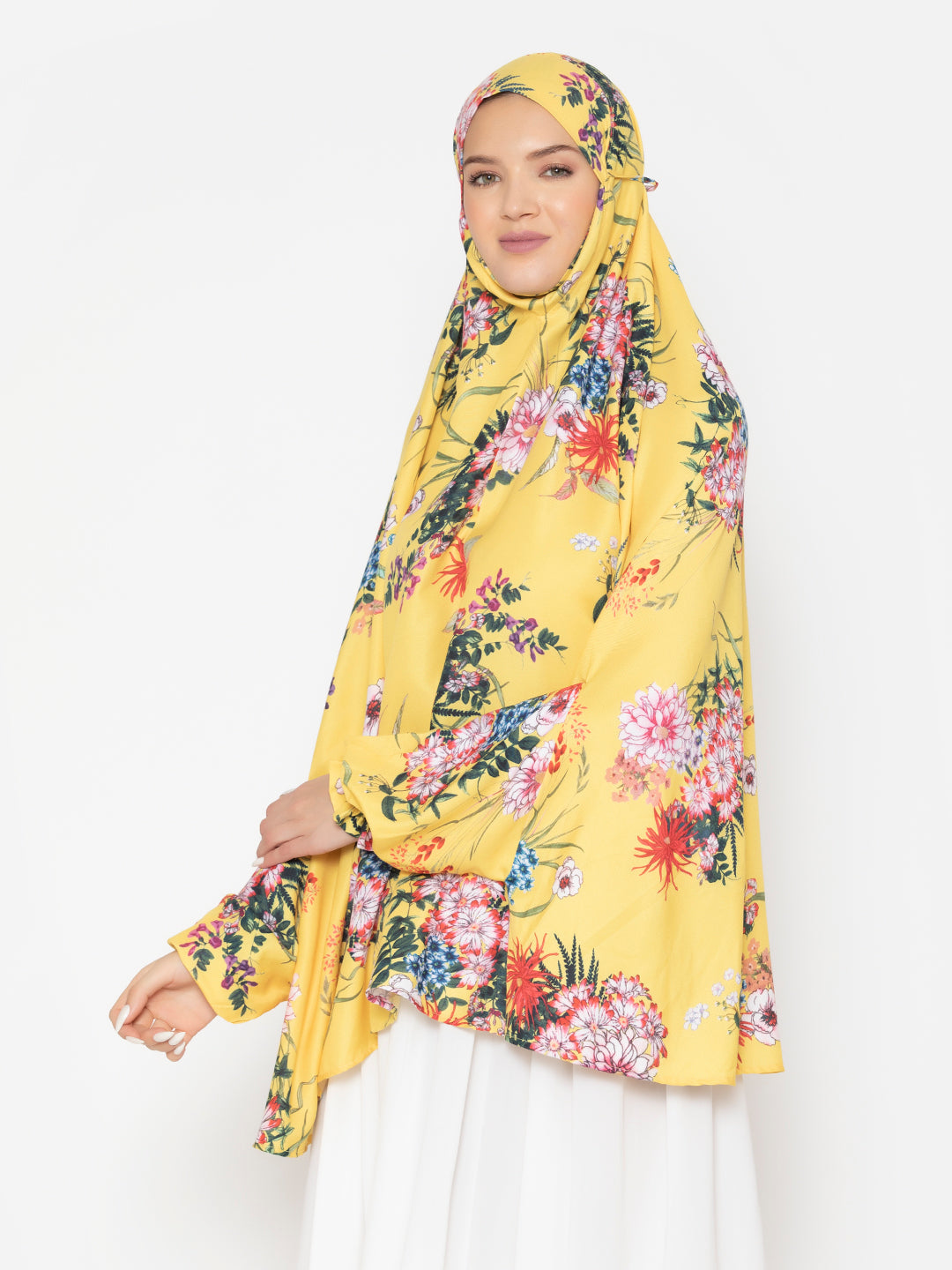 Yellow-Viscose-Sanguine-Mix-Floral-Namaz-Dupatta