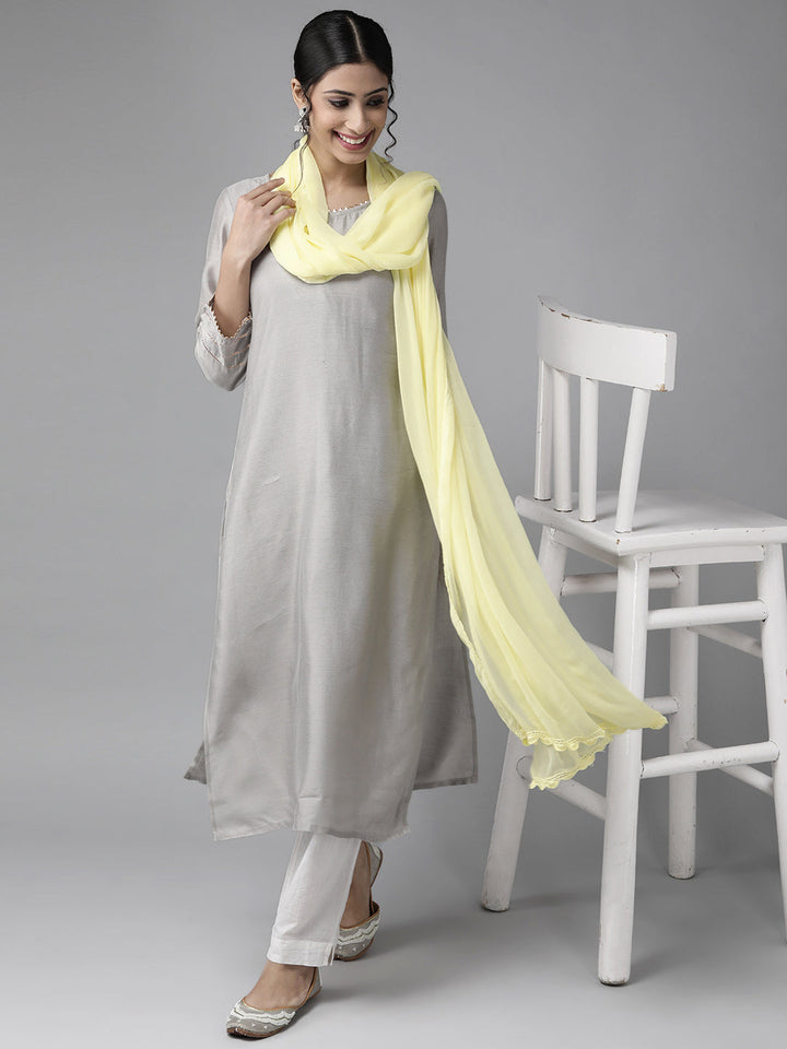 Yellow-Chiffon-Embroidered-Lucknowi-Dupatta-With-Crochet-Lace