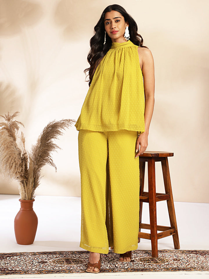 Yellow-Chiffon-Solid-Co-Ord-Set