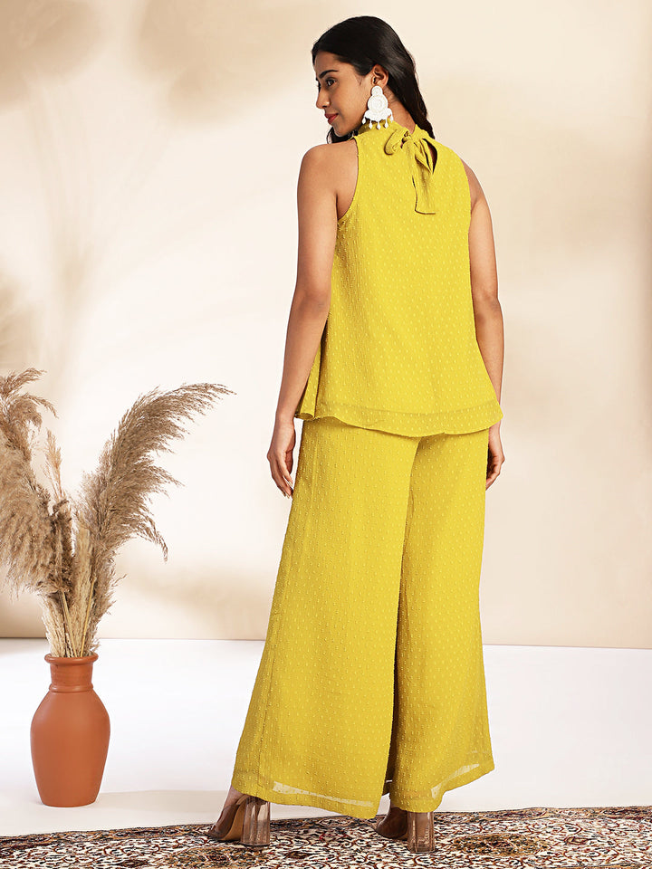 Yellow-Chiffon-Solid-Co-Ord-Set