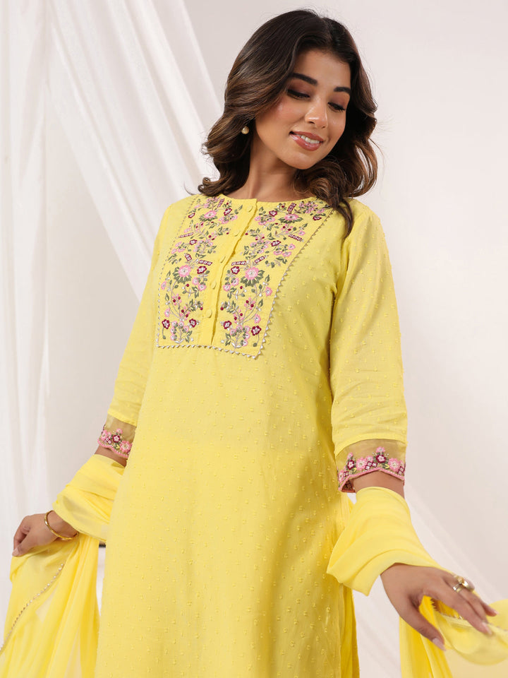 Yellow-Dobby-Cotton-Straight-Embroidered-3-Piece-Kurta-Set