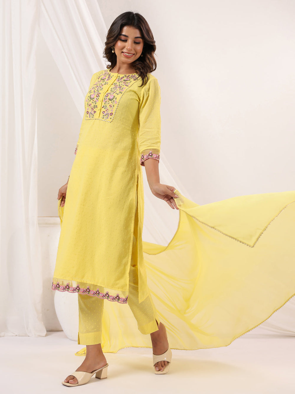 Yellow-Dobby-Cotton-Straight-Embroidered-3-Piece-Kurta-Set