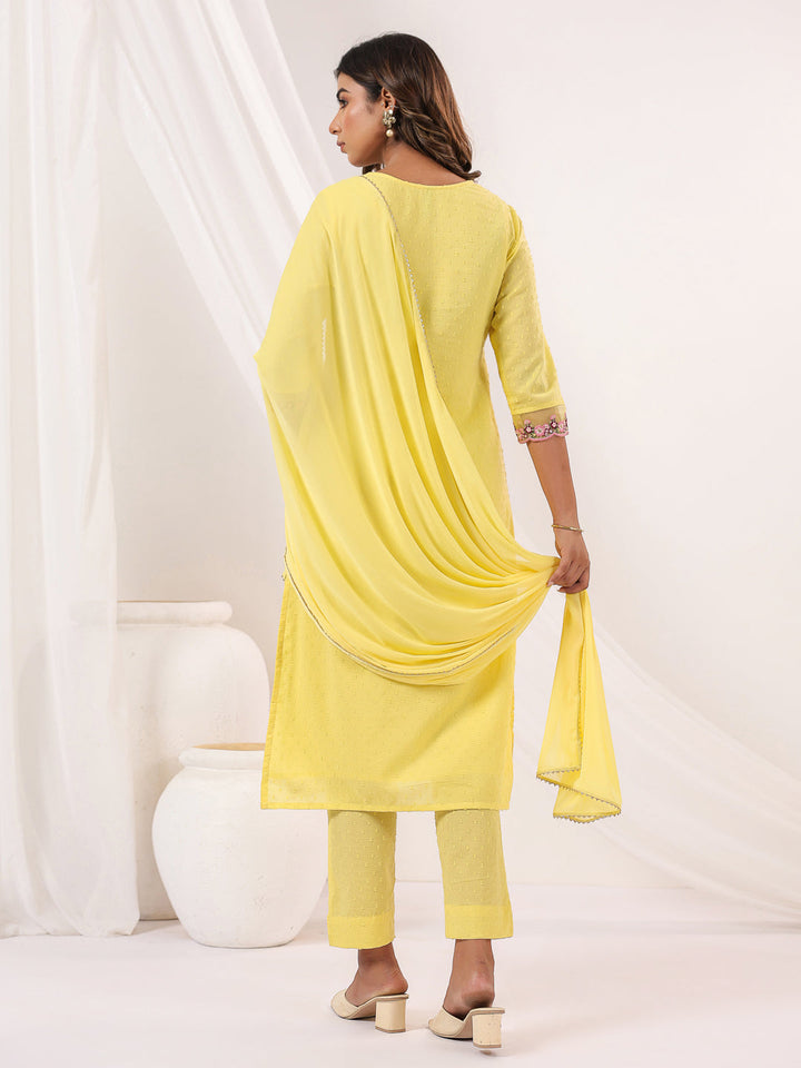 Yellow-Dobby-Cotton-Straight-Embroidered-3-Piece-Kurta-Set