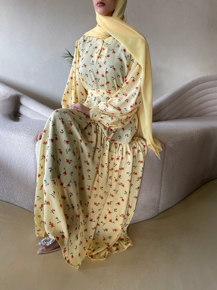 Yellow-Georgette-Yellow-Long-Dress-