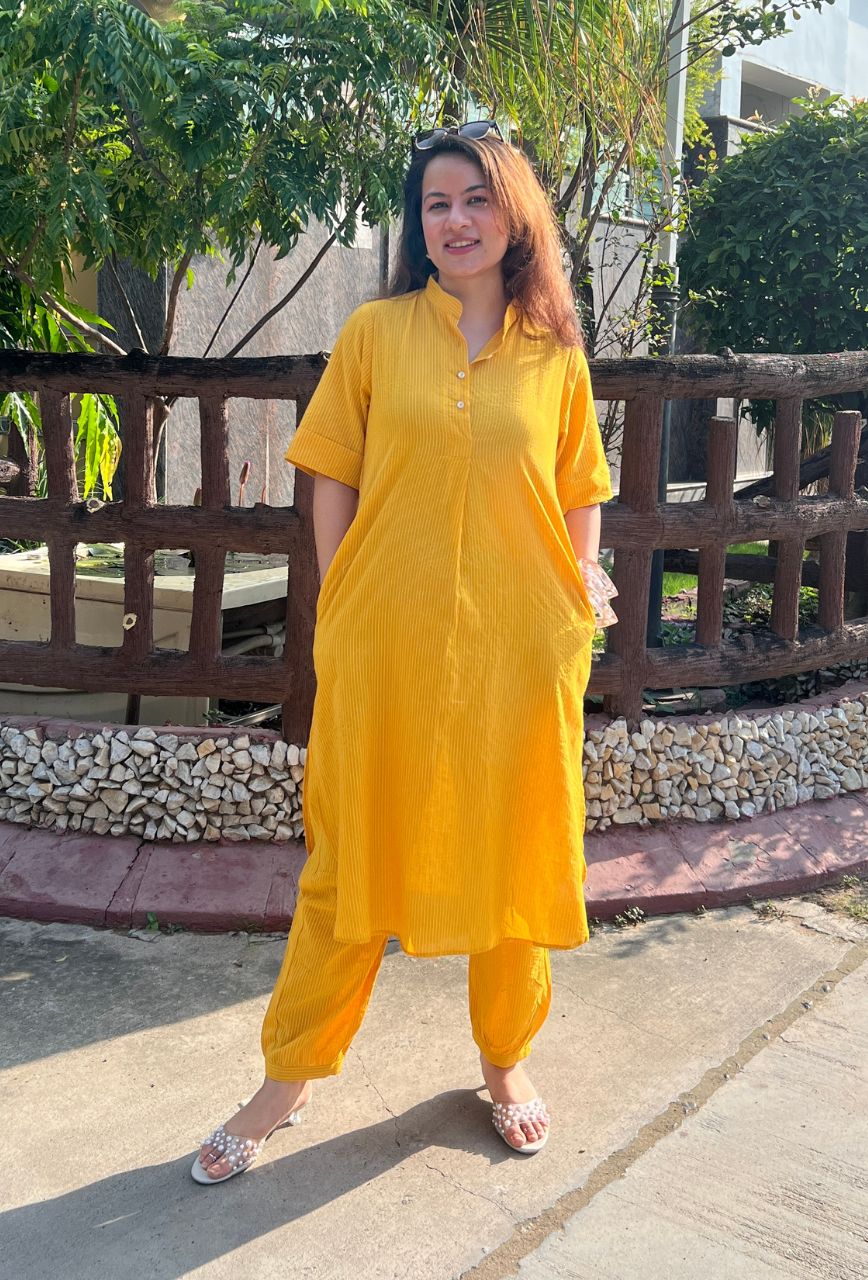 Yellow-Pure-Cotton-2-Piece-Kurta-Set