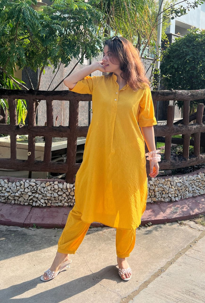 Yellow-Pure-Cotton-2-Piece-Kurta-Set