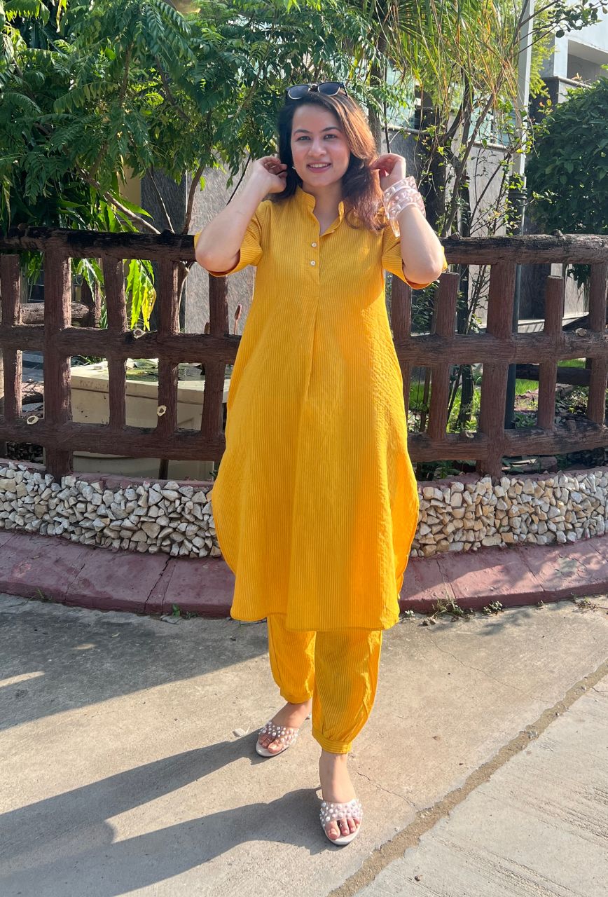 Yellow-Pure-Cotton-2-Piece-Kurta-Set