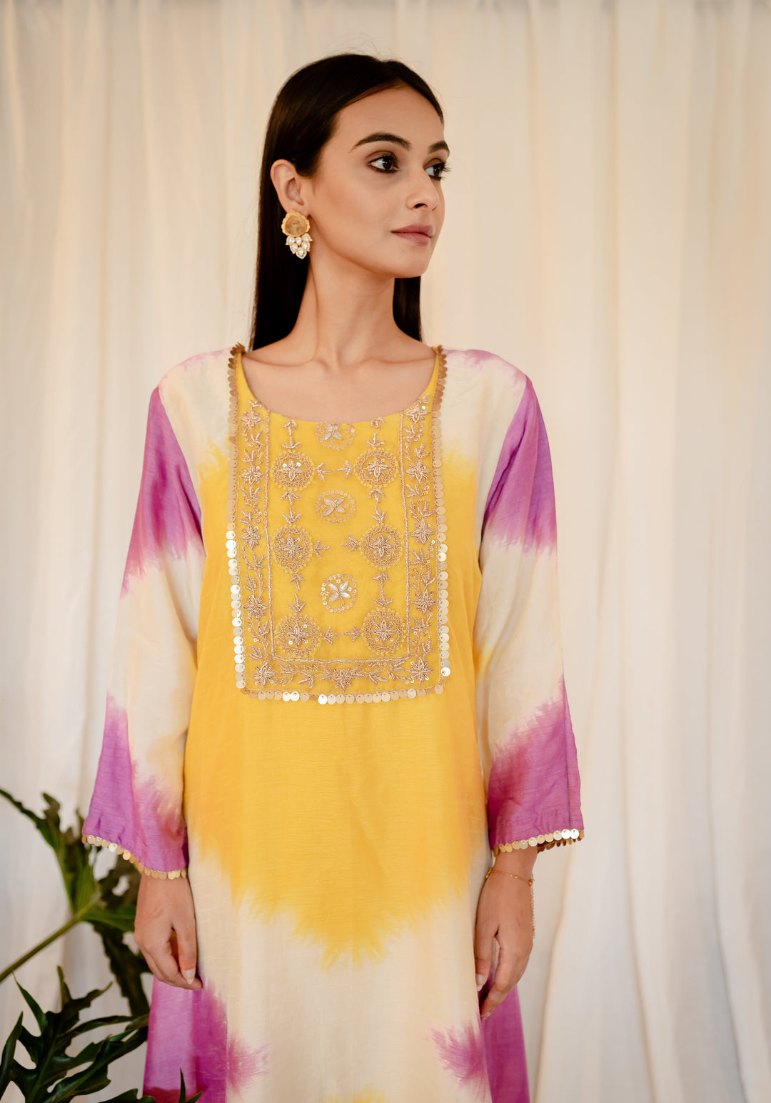Yellow,-Purple-&-White-Silk-Zardozi-Work-2-Piece-Kurta-Set