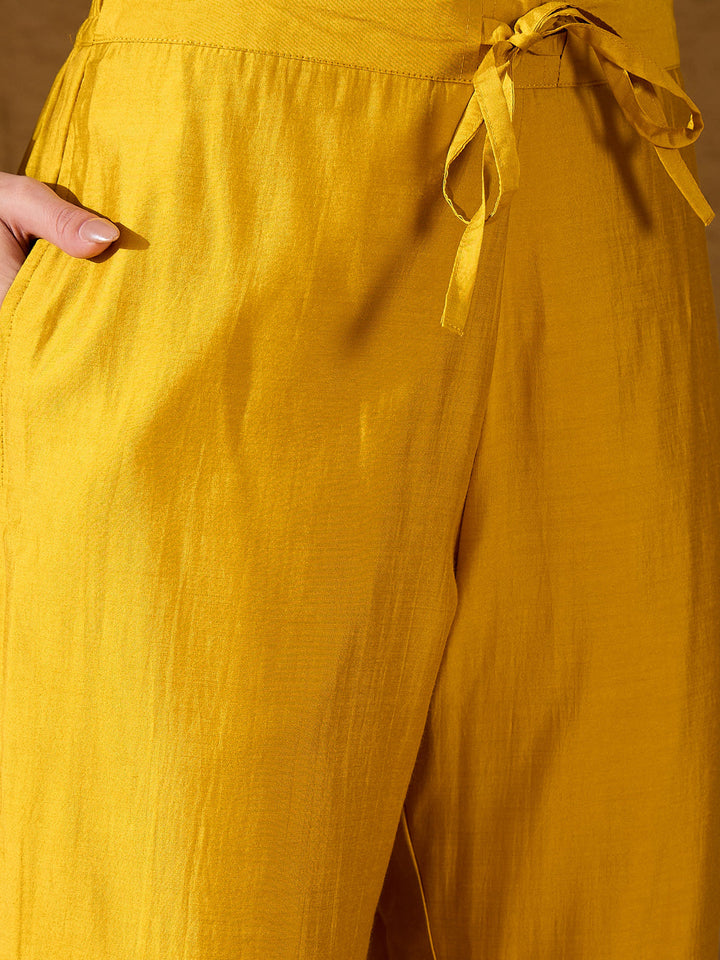 Yellow-Silk-Blend-Solid-Woven-Design-3-Piece-Kurta-Set