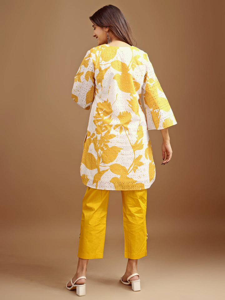 Yellow-And-White-Hakoba-Printed-Co-Ord-Set