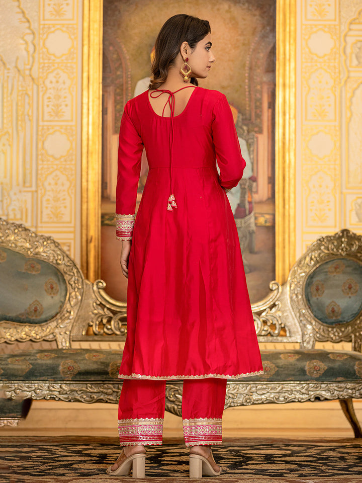 Hot-Pink-Silk-Blend-Solid-Anarkali-Set