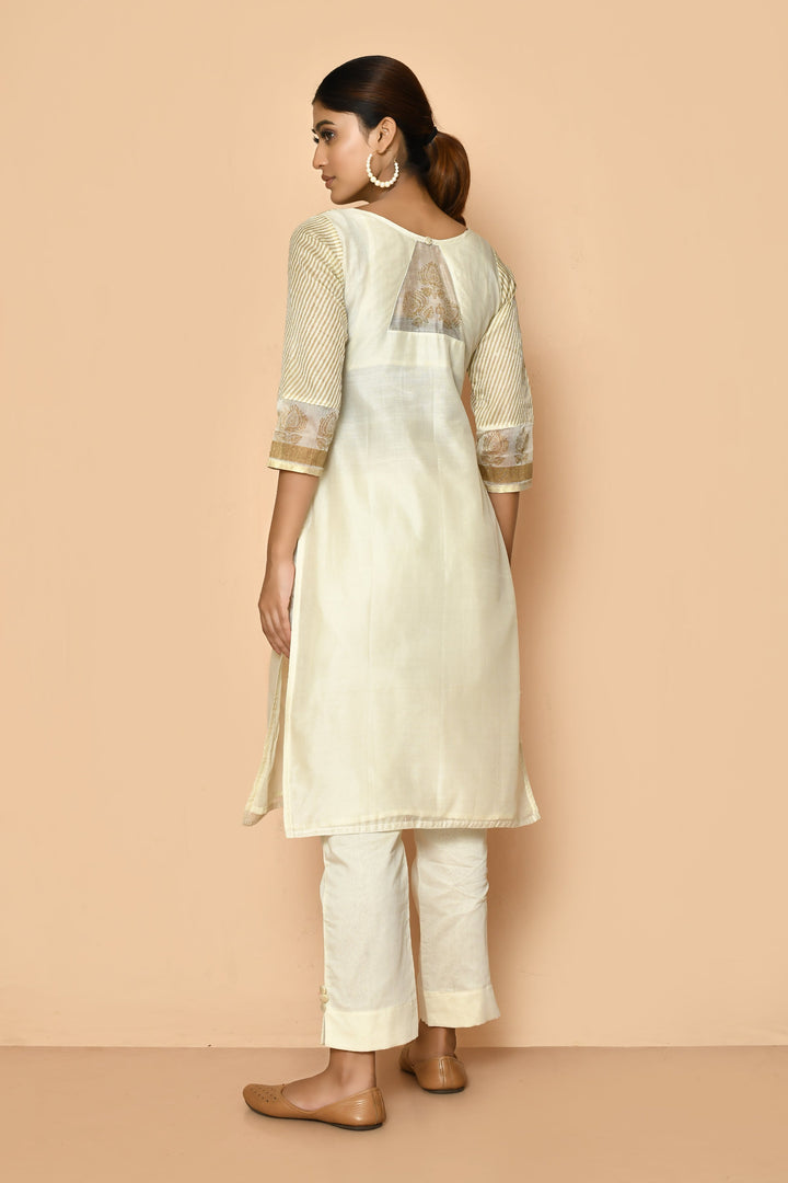 ZERESOUQ-Zeba-Ivory-Handloom-Maheshwari-Silk-Kurta-Set