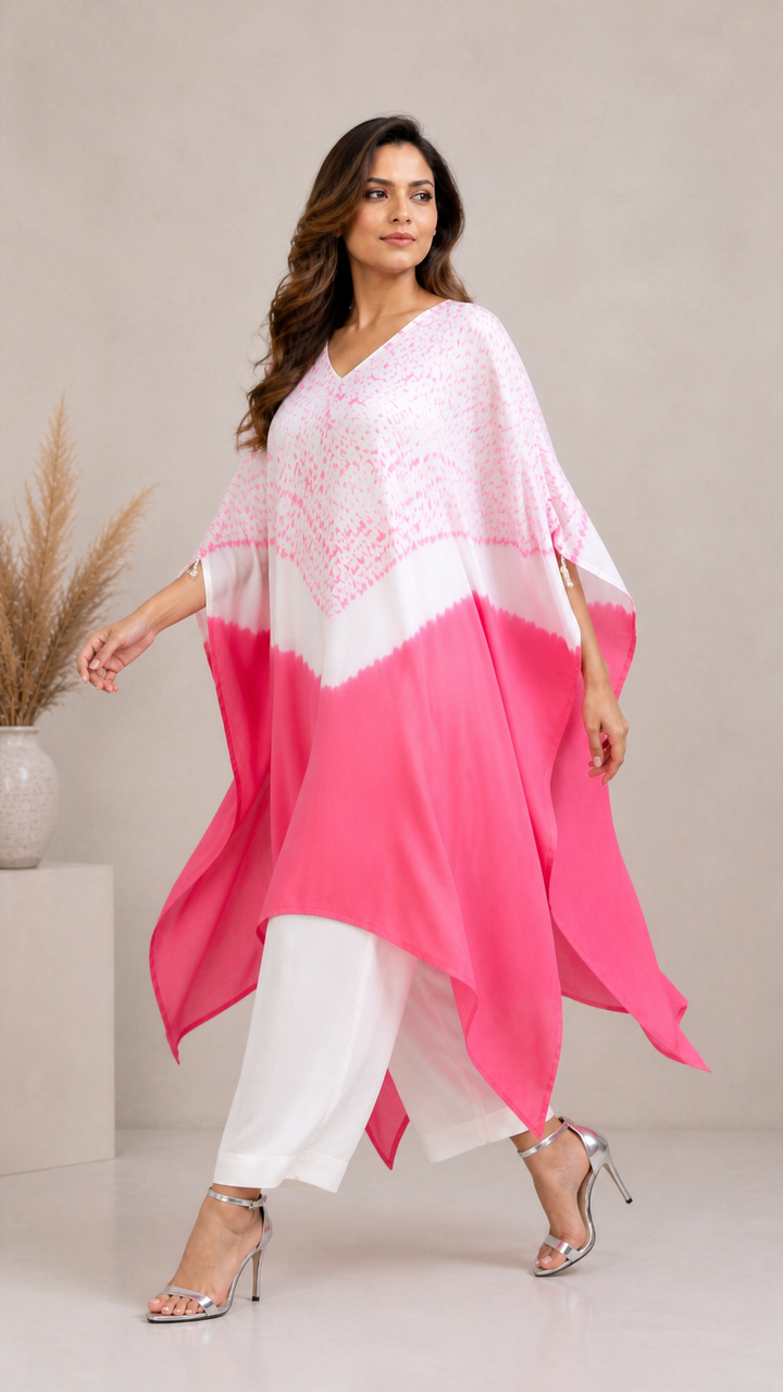 BusyBee Pink Shibori Kaftan Set