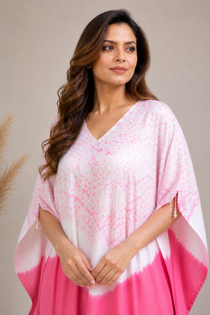 BusyBee Pink Shibori Kaftan Set