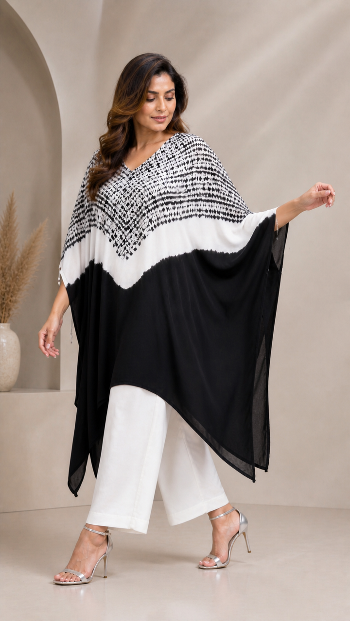BusyBee Black Shibori Kaftan Set