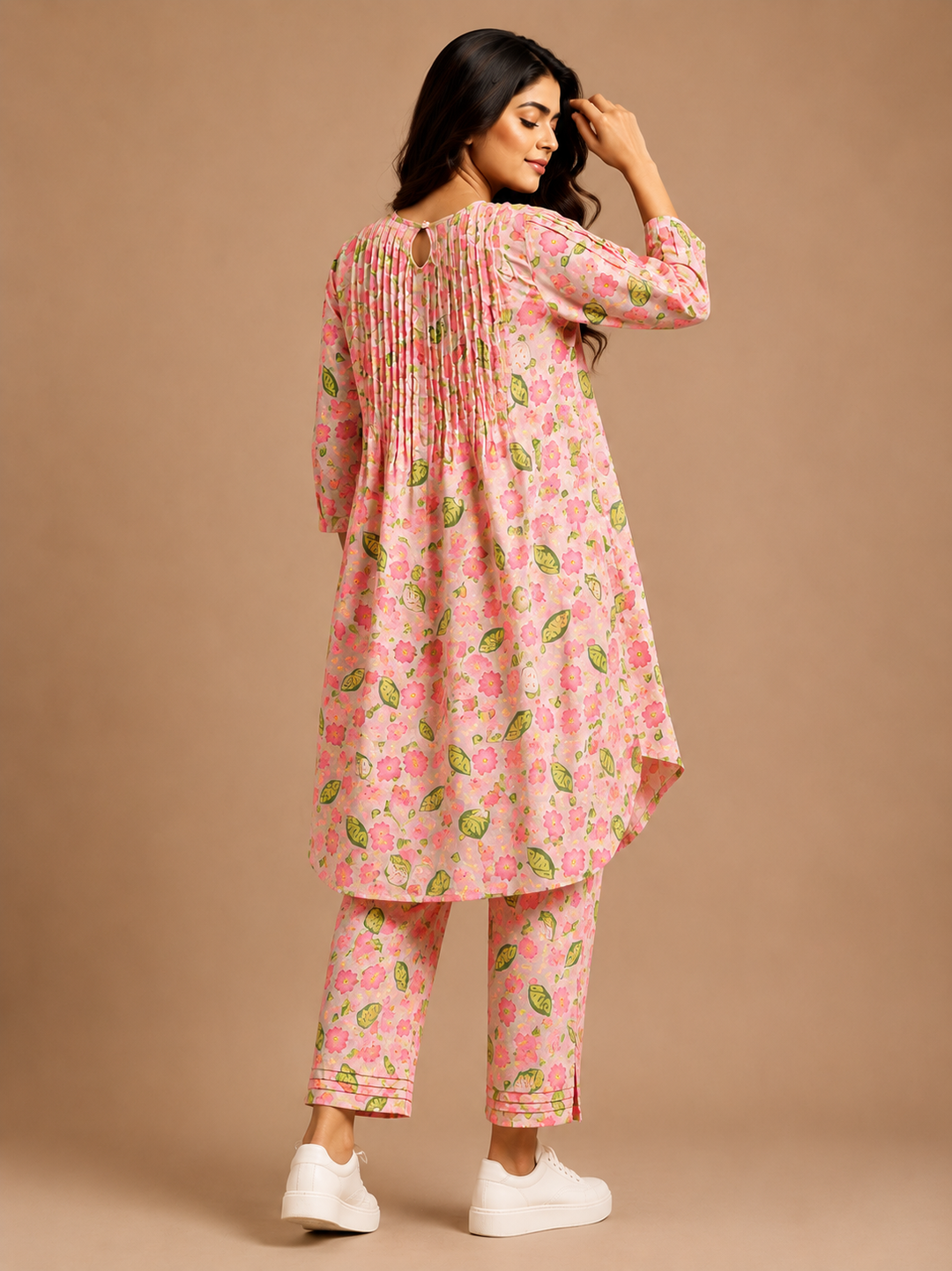 Pink, Pleated and Floral Coord Set