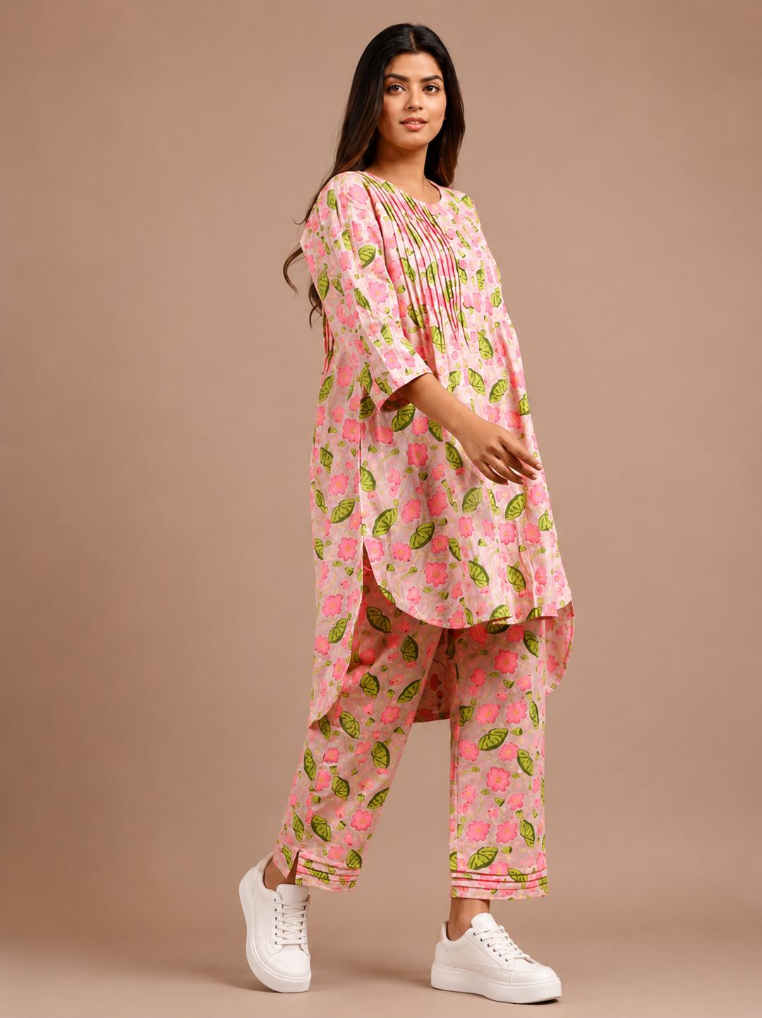 Pink, Pleated and Floral Coord Set