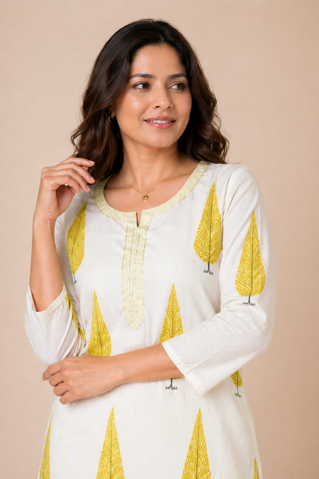 Ivory and Citrus Kurta Pant Set