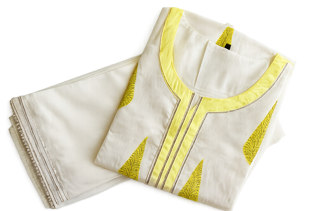 Ivory and Citrus Kurta Pant Set