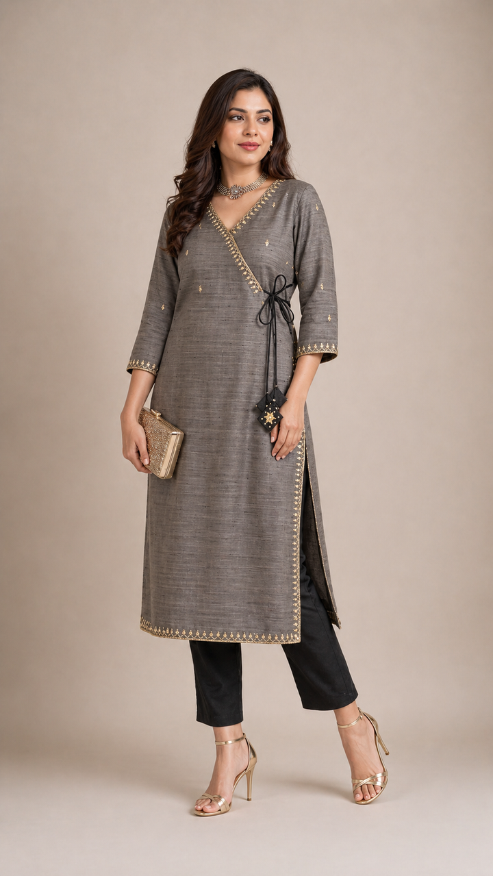 Haze grey silk Kurta Pant Set